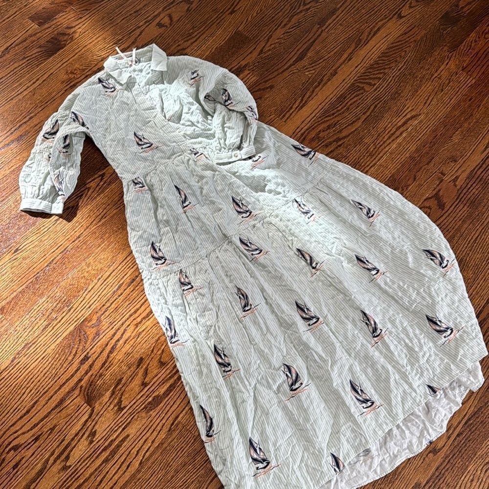 The Carolita Printed Tiered Shirt Dress By Anthropologie SailBoat - Picture 5 of 9